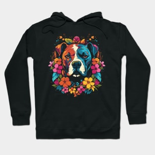 Boxer Floral Dog Lover Design Hoodie